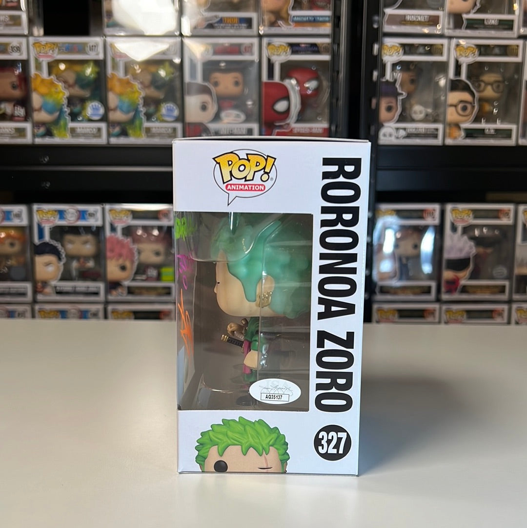 Funko POP Animation One Piece Roronoa Zoro GITD Kody Exclusive Autographed #327