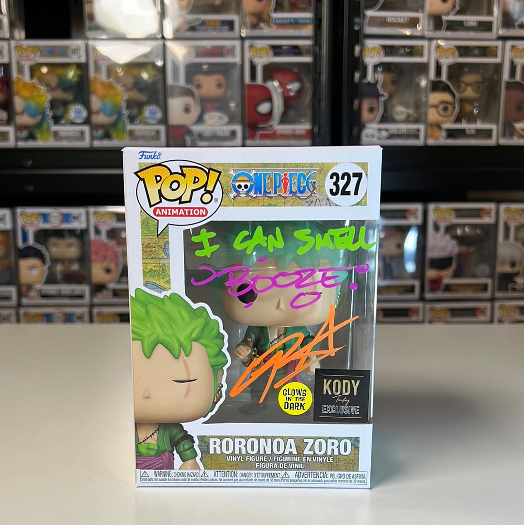 Funko POP Animation One Piece Roronoa Zoro GITD Kody Exclusive Autographed #327